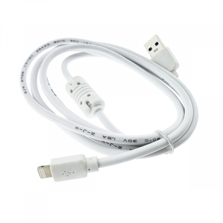 Cabluri iPhone - Cablu USB Premium Compatibil Apple iPhone, cu conector tip Lightning 8 Pin, 1.5m, Alb, AWG 28, 1.5A, bulk
