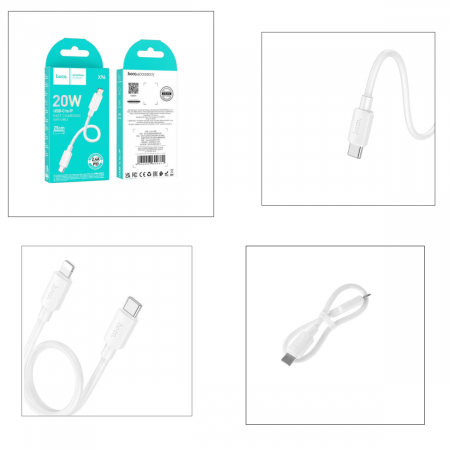 Cablu USB Tip C tata la conector tip lightning, HOCO X96, PD 20W, lungime 25 cm, Alb [5]