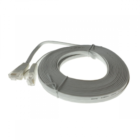 Cablu UTP tip patch - Cablu UTP cat.6, mufat 2xRJ45, lungime 20m, plat, de legatura retea, ethernet, alb