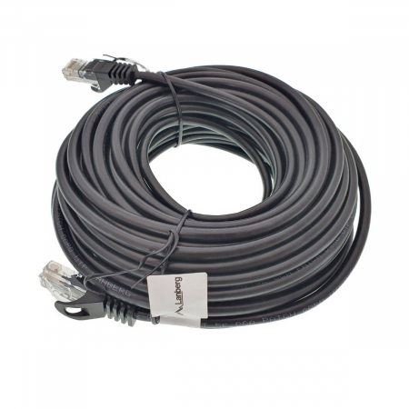 Cablu UTP tip patch - Cablu UTP, Lanberg 40676, cat 5e, lungime 15m, mufat 2xRJ45 AWG 26, 100 MHz, de legatura retea, ethernet, negru