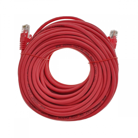 Cablu UTP tip patch - Cablu UTP, Lanberg 40687, cat 5e, mufat 2xRJ45, lungime 20m, AWG 26, 100 MHz, de legatura retea, ethernet, rosu
