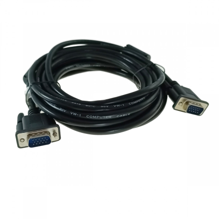 Cablu VGA tata-tata, lungime 5m, Lanberg 41390, ecranare dubla si miez ferita, negru [1]