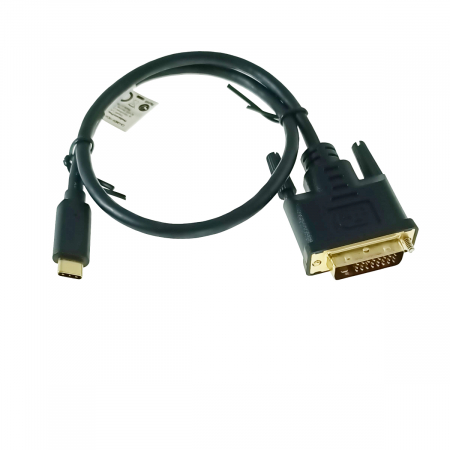 Cabluri transfer video - Cablu video USB-C la DVI-D 24+1 pini, 0.5m, tata-tata, dual link, HDR, Lanberg 43683, 4K-60Hz, negru