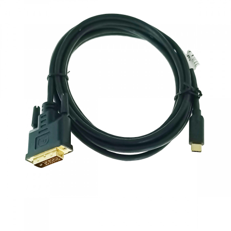 Cabluri transfer video - Cablu video USB-C la DVI-D 24+1 pini, 3m, tata-tata, dual link, HDR, Lanberg 43686, 4K-60Hz, negru