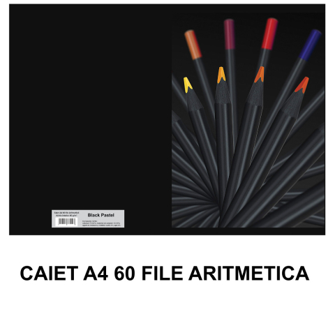 Caiet A4 Aritmetica 60 File - Organizare Calcule si Geometrie, Uz Scolar si Studiu Individual, Design Black Pastel [1]