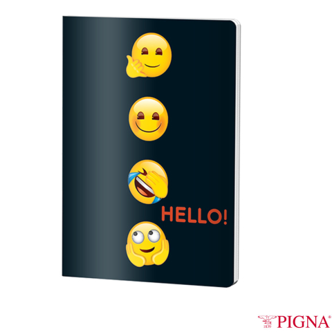 Caiete A5 - Caiet A5 Dictando 48 File - Notite Rapide si Organizare Portabila, Uz Scolar si Personal, Design Emoji pe Fond Negru cu Hartie 70g/m²