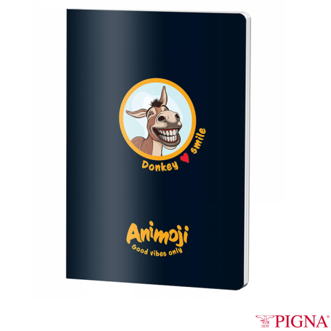 Caiete A5 - Caiet A5 Dictando 80 File - Notite Extensive si Organizare Avansata, Uz Scolar Intensiv si Jurnal Personal, Design Animoji pe Fundal Negru