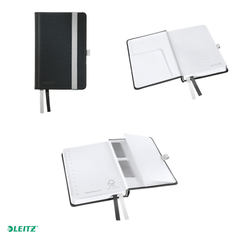 Caiet birou A6 dictando satin coperta carton Leitz Style, carton 96 g/mp, 80 file, 8 file perforate, negru [3]