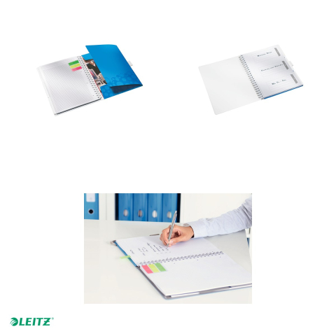 Caiet birou spira A4 aritmetica coperta PP be mobile Leitz Wow, carton 80 g/mp, 80 file, albastru [3]