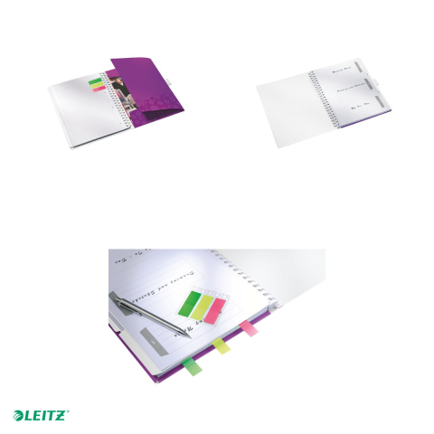 Caiet birou spira A4 dictando coperta PP be mobile Leitz Wow, carton 80 g/mp, 80 file, mov [3]