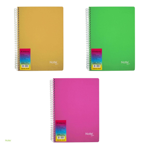 Caiet cu spira Notte A4 cu 4 subiecte, 120 file, matematica, 70 g/mp, coperta cartonata, 297x210 mm, multicolor [3]