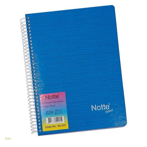 Birotica papetarie - Caiet cu spira Notte A5, 120 file, dictando, 70 g/mp, coperta cartonata, 210x148 mm