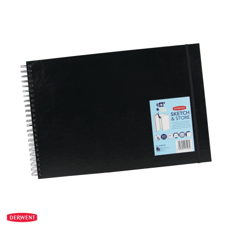 Handmade Creativ si Hobby - Caiet cu spira pentru schite si desen Derwent Professional, A3, 56 file, 165 g/mp, cu mapa