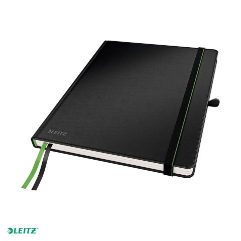 Birotica papetarie - Caiet de birou Leitz Complete, format iPad, dictando, pentru documente perforate, 80 file, 8 file perforate, hartie 100 g/mp, negru