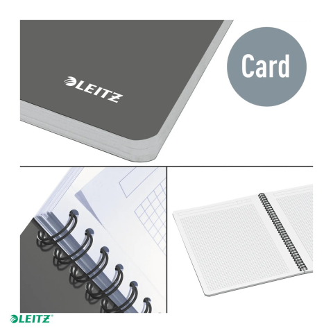 Caiet de birou Leitz Office, carton laminat, A5, 90 coli, cu spira, matematica, pentru documente perforate, hartie 80 g/mp, verde [4]