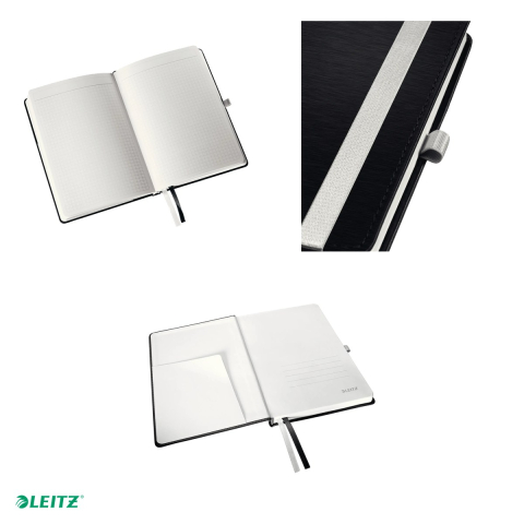 Caiet de birou Leitz Style, pentru documente perforate, 80 file, 8 file perforate, hartie 96 g/mp, negru Satin [3]
