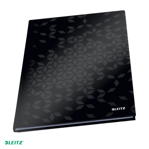 Birotica papetarie - Caiet de birou Leitz WOW, carton laminat, coperta dura, A4, 80 coli, matematica, hartie 80 g/mp, negru