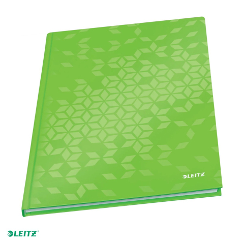 Birotica papetarie - Caiet de birou Leitz WOW, carton laminat, coperta dura, A4, 80 coli, matematica, hartie 80 g/mp, verde