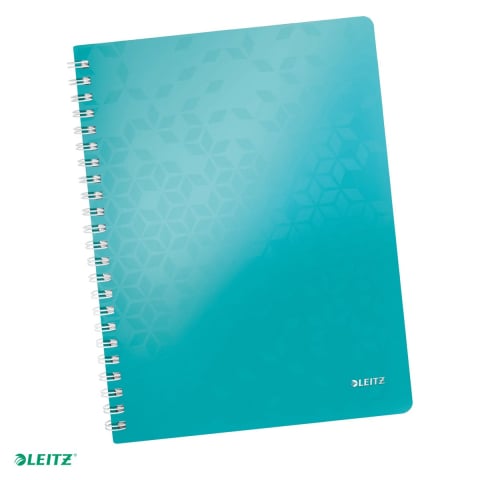Caiete - Caiet de birou Leitz WOW, PP, A4, cu spira, dictando, pentru documente perforate, 80 file, hartie 80 g/mp, turcoaz