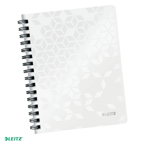 Caiete - Caiet de birou Leitz WOW, PP, A5, cu spira, dictando, pentru documente perforate, 80 file, hartie 80 g/mp, alb