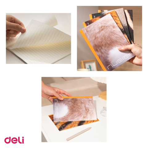 Caiet Deli A5, 40 file, linii, birou, dictando wildlife, asortata [3]