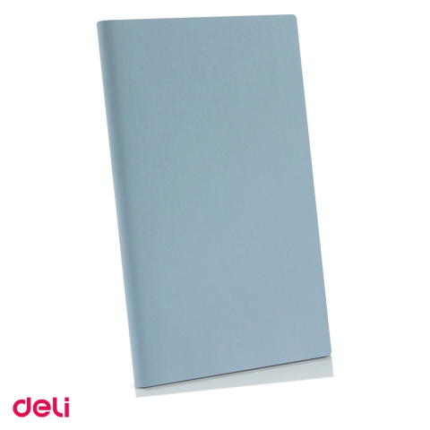 Caiete A5 (143×205/210mm) - Caiet Deli A5, 80 file, birou, dictando, coperta imitatie piele bleu