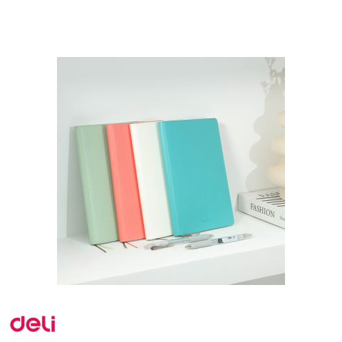 Caiet Deli A5, 96 file, dictando, birou, coperta imitatie piele bleu [4]