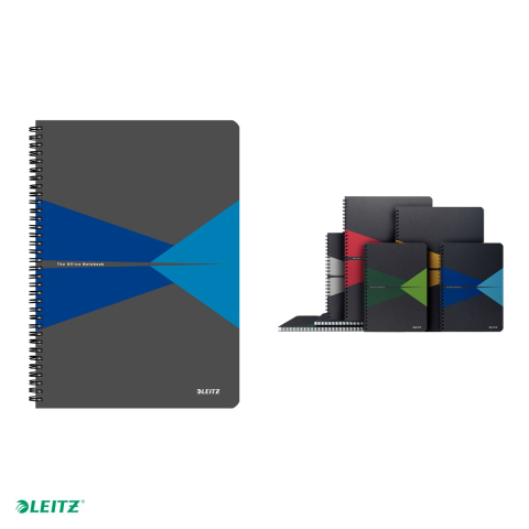 Caiet Leitz Office cu spira, coperta carton, A4, matematica, 90 file, hartie 90 g/mp, albastru [3]