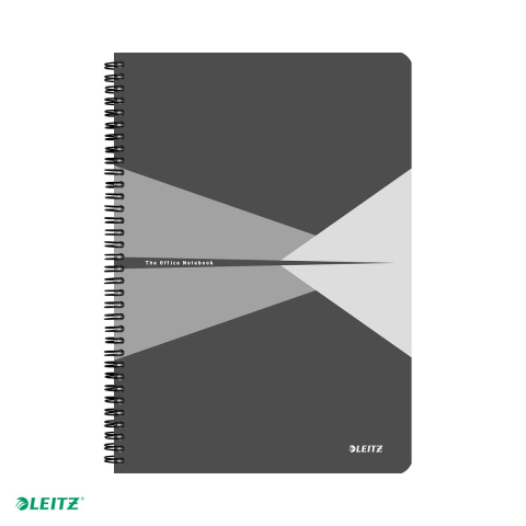 Caiet Leitz Office cu spira, coperta PP, A4, matematica, 90 file, hartie 90 g/mp, gri [3]