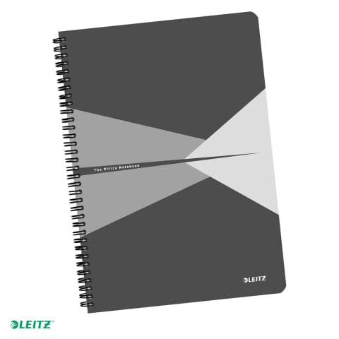 Caiete - Caiet Leitz Office cu spira, coperta PP, A4, matematica, 90 file, hartie 90 g/mp, gri