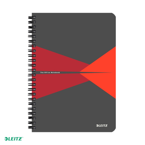 Caiet Leitz Office cu spira, coperta PP, A5, matematica, 90 file, hartie 90 g/mp, rosu [3]