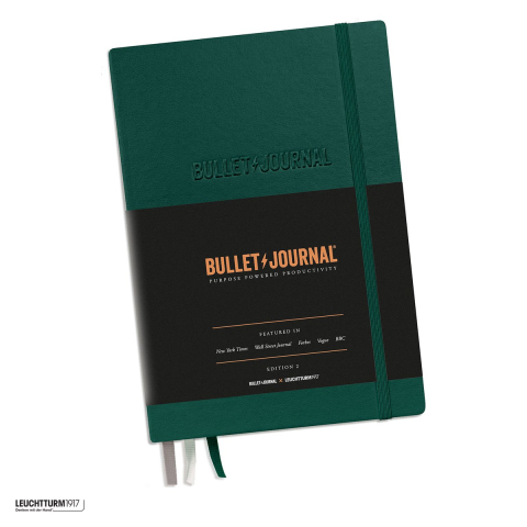 Caiete - Caiet Leuchtturm1917 Bullet Journal Edition 2 A5, coperta rigida, punctat, 206 pagini numerotate, hartie 120 g/mp, 145 x 210 mm, index, Future Log, 3 semne de carte, stickere, verde