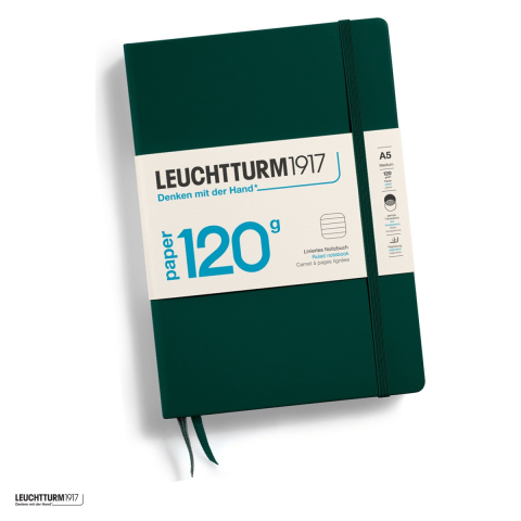 Birotica papetarie - Caiet Leuchtturm1917 Edition 120G A5, coperta rigida, dictando, 203 pagini numerotate, hartie 120 g/mp, 145 x 210 mm, transparenta redusa, cuprins, 2 semne de carte, elastic, verde padure