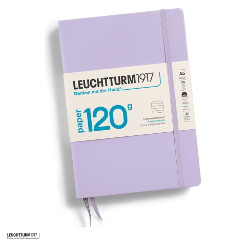 Birotica papetarie - Caiet Leuchtturm1917 Edition 120G A5, coperta rigida, dictando, 203 pagini numerotate, hartie 120 g/mp, 145 x 210 mm, transparenta redusa, cuprins, 2 semne de carte, elastic, lila