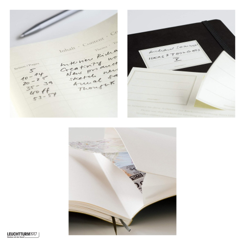 Caiet Leuchtturm1917 Notebook Classic A5, coperta flexibila, dictando, 123 pagini numerotate, hartie 80 g/mp, 145 x 210 mm, cuprins, 2 semne de carte, elastic, buzunar, verde padure [3]