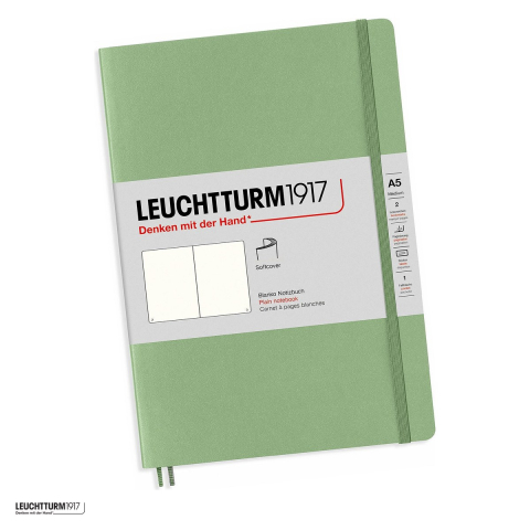 Birotica papetarie - Caiet Leuchtturm1917 Notebook Classic A5, coperta flexibila, velin, 123 pagini numerotate, hartie 80 g/mp, 145 x 210 mm, cuprins, 2 semne de carte, elastic, buzunar, vernil pastel