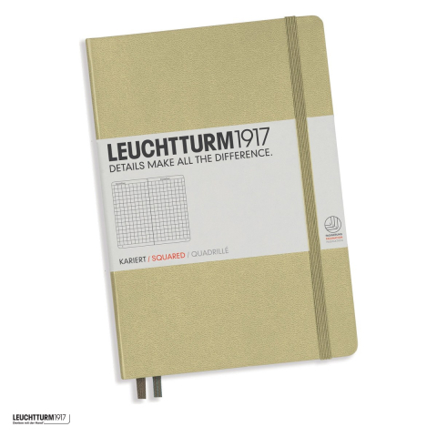 Caiete - Caiet Leuchtturm1917 Notebook Classic A5, coperta rigida, matematica, 251 pagini numerotate, hartie 80 g/mp, 145 x 210 mm, cuprins, 2 semne de carte, elastic, buzunar, nisipiu