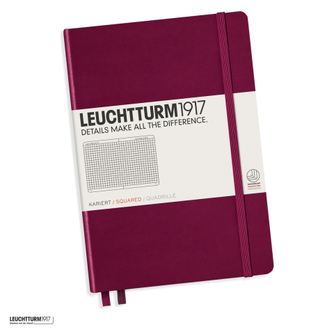 Caiete - Caiet Leuchtturm1917 Notebook Classic A5, coperta rigida, matematica, 251 pagini numerotate, hartie 80 g/mp, 145 x 210 mm, cuprins, 2 semne de carte, elastic, buzunar, bordeaux