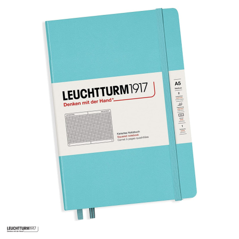 Birotica papetarie - Caiet Leuchtturm1917 Notebook Classic A5, coperta rigida, matematica, 251 pagini numerotate, hartie 80 g/mp, 145 x 210 mm, cuprins, 2 semne de carte, elastic, buzunar, bleu marin