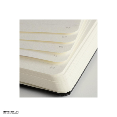 Caiet Leuchtturm1917 Notebook Classic A5, coperta rigida, velin, 251 pagini numerotate, hartie 80 g/mp, 145 x 210 mm, cuprins, 2 semne de carte, elastic, buzunar, piersica [4]