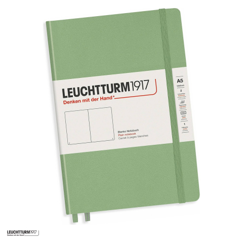Birotica papetarie - Caiet Leuchtturm1917 Notebook Classic A5, coperta rigida, velin, 251 pagini numerotate, hartie 80 g/mp, 145 x 210 mm, cuprins, 2 semne de carte, elastic, buzunar, vernil pastel