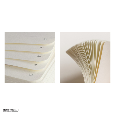 Caiet Leuchtturm1917 Notebook Classic A5, coperta rigida, velin, 251 pagini numerotate, hartie 80 g/mp, 145 x 210 mm, cuprins, 2 semne de carte, elastic, buzunar, argintiu [3]