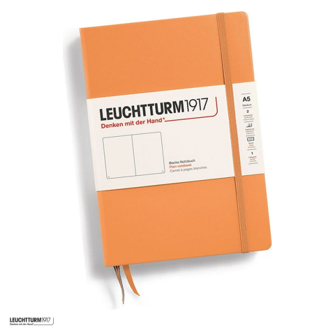 Caiete - Caiet Leuchtturm1917 Notebook Classic A5, coperta rigida, velin, 251 pagini numerotate, hartie 80 g/mp, 145 x 210 mm, cuprins, 2 semne de carte, elastic, buzunar, piersica