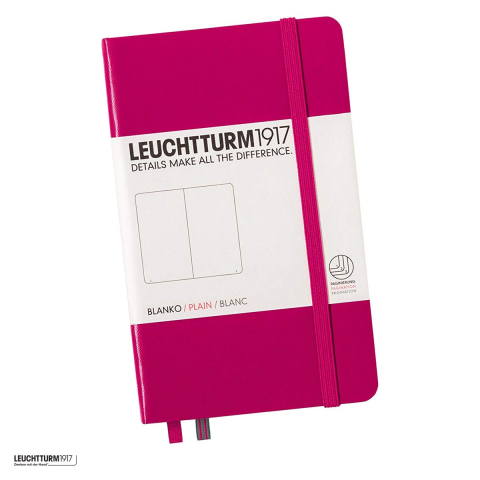 Birotica papetarie - Caiet Leuchtturm1917 Notebook Classic A6, coperta rigida, velin, 187 pagini numerotate, hartie 80 g/mp, 90 x 150 mm, cuprins, 2 semne de carte, elastic, buzunar, magenta