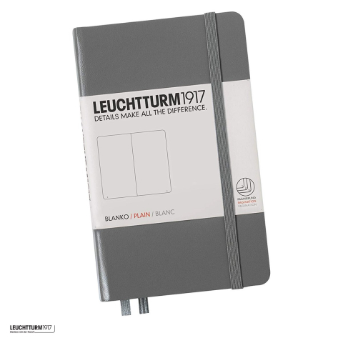 Birotica papetarie - Caiet Leuchtturm1917 Notebook Classic A6, coperta rigida, velin, 187 pagini numerotate, hartie 80 g/mp, 90 x 150 mm, cuprins, 2 semne de carte, elastic, buzunar, antracit