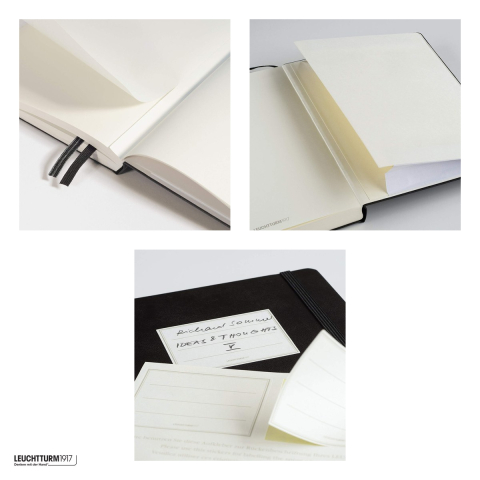 Caiet Leuchtturm1917 Notebook Classic B5, coperta flexibila, velin, 123 pagini numerotate, hartie 80 g/mp, 178 x 254 mm, cuprins, 2 semne de carte, elastic, buzunar, rosu [3]