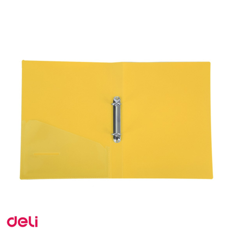 Caiet mecanic Deli A4, 2 inele, 25/30 mm, coperta flexibila buzunar culori neon, asortate [4]