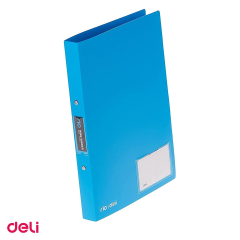 Caiete mecanice - Caiet mecanic Deli A4, 2 inele, 25/30 mm, coperta flexibila buzunar culori neon, asortate
