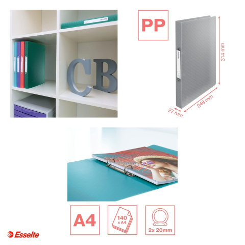 Caiet mecanic Esselte Colour'Breeze, pentru arhivare, capacitate 140 file, corai [3]