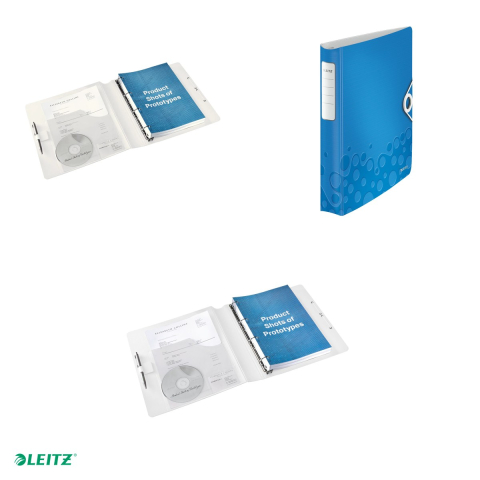 Caiet mecanic Leitz Active WOW SoftClick, polyfoam, A4, mecanism 4DR, inel 30 mm, capacitate 280 coli (80 g/mp), pentru arhivare, albastru [3]